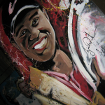 Tiger Woods, painted live and signed in person at the PGA Masters gala dinner